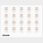Sticker Carré Aquarelle Confetti Noël Bow Monogram Crest (Feuille)
