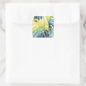 Sticker Carré Aquarelle Coucher de soleil Palm Tree Feuilles (Sac)