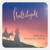 Sticker Carré Aquarelle couleur religieuse Élégant Noël (Devant)