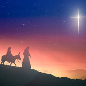 Sticker Carré Aquarelle couleur religieuse Élégant Noël