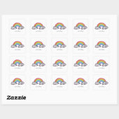 Sticker Carré Aquarelle Cute Arc-En-Ciel Et Nuages (Feuille)