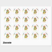 Sticker Carré Aquarelle Cute Frog anniversaire (Feuille)