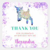 Sticker Carré Aquarelle d'animal de ferme Anniversaire Merci (Devant)