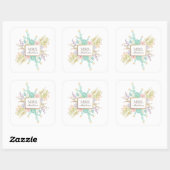 Sticker Carré Aquarelle de bouquet Succulente | Nom (Feuille)