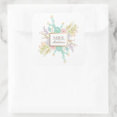 Sticker Carré Aquarelle de bouquet Succulente | Nom (Sac)