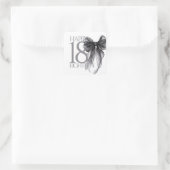 Sticker Carré Aquarelle de Bow noir 18e anniversaire (Sac)
