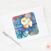 Sticker Carré Aquarelle de chien de la LUNE D'ARGENT (Enveloppe)