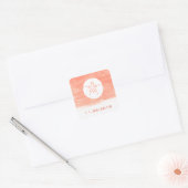Sticker Carré Aquarelle de corail Sable Dollar Mariage Date (Enveloppe)