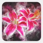 Sticker Carré Aquarelle de fleur de Stargazer Lily - bb 03 (Devant)