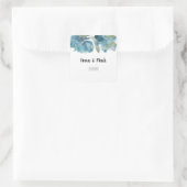 Sticker Carré Aquarelle de fusion florale bleu peinte à la main (Sac)