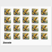 Sticker Carré Aquarelle de grenouille jaune poison (Feuille)