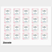 Sticker Carré Aquarelle de libellule pourpre Budget Mariage flor (Feuille)