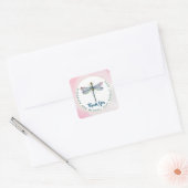 Sticker Carré Aquarelle de libellule pourpre Budget Mariage flor (Enveloppe)