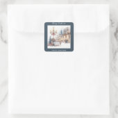 Sticker Carré Aquarelle de Noël classique (Sac)