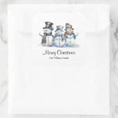 Sticker Carré Aquarelle de Noël classique Snowman (Sac)