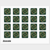 Sticker Carré Aquarelle de Noël Gros Monogramme Holly Wreath (Feuille)