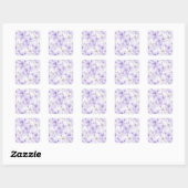 Sticker Carré Aquarelle délicate Fleurs violettes (Feuille)