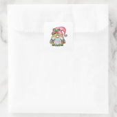 Sticker Carré Aquarelle d'hiver mignonne Jardin de Noël Gnome (Sac)