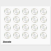 Sticker Carré Aquarelle d'ivoire Floral Mariage d'hiver (Feuille)