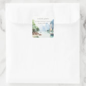 Sticker Carré Aquarelle douce Côte Thaïlande Adresse du paysage  (Sac)