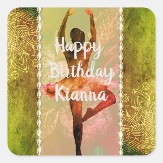 Sticker Carré Aquarelle élégante Ballerina (Devant)