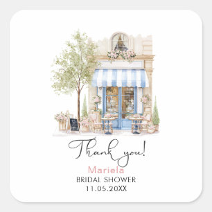 Sticker Carré Aquarelle Élégante Elle a Dit Oui Fleurs Roses Bri