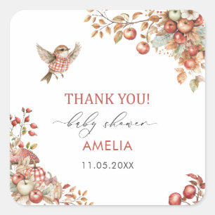 Sticker Carré Aquarelle Élégante La pomme de mon oeil Baby Showe