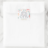 Sticker Carré Aquarelle Eléphant Baby shower mignet (Sac)