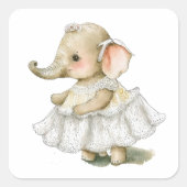 Sticker Carré Aquarelle éléphant mignon (Devant)