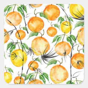 Sticker Carré Aquarelle en bambou : motif sans couture dans la j