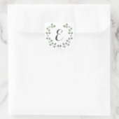 Sticker Carré Aquarelle Eucalyptus cadre feuille | Monogramme (Sac)
