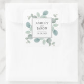 Sticker Carré Aquarelle Eucalyptus Mariage de verdure (Sac)