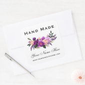 Sticker Carré Aquarelle Faite main violet violet Floral Petit (Enveloppe)