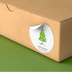 Sticker Carré Aquarelle Festive de Noël