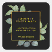 Sticker Carré Aquarelle feuille or noir professionnel (Devant)