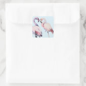 Sticker Carré Aquarelle Flamant rose peint Oiseaux (Sac)