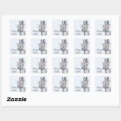 Sticker Carré Aquarelle Fleur Couronne Bunny Pâques (Feuille)