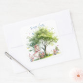 Sticker Carré Aquarelle Fleur de printemps de Pâques (Enveloppe)