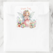 Sticker Carré Aquarelle Fleur de printemps de Pâques (Sac)