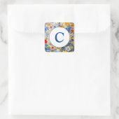 Sticker Carré Aquarelle Fleur sauvage d'été Monogramme (Sac)