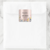 Sticker Carré Aquarelle Fleur sauvage Meadow Rose or (Sac)