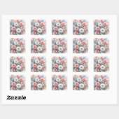 Sticker Carré Aquarelle Fleurs en pastels doux (Feuille)
