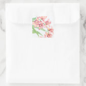 Sticker Carré Aquarelle Fleurs roses (Sac)