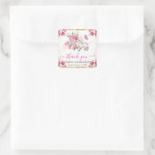 Sticker Carré Aquarelle Fleurs roses Agneau de printemps Anniver (Sac)