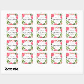 Sticker Carré Aquarelle Fleurs roses couronne circulaire (Feuille)