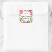 Sticker Carré Aquarelle Fleurs roses couronne circulaire (Sac)