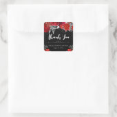 Sticker Carré Aquarelle Fleurs rouge et argent doux 16 (Sac)