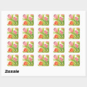 Sticker Carré Aquarelle Fleurs tropicales (Feuille)