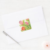 Sticker Carré Aquarelle Fleurs tropicales (Enveloppe)