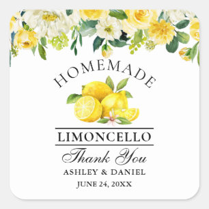 Sticker Carré Aquarelle Floral Lemons Limoncello Mariage Petit